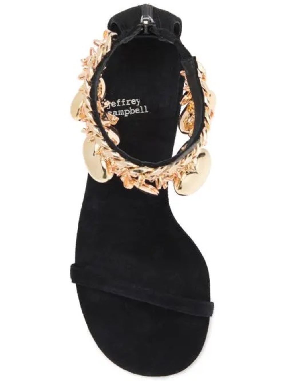 Jeffrey Campbell Black Suede Sandals with Gold Heart Charms - Picture 2 of 12